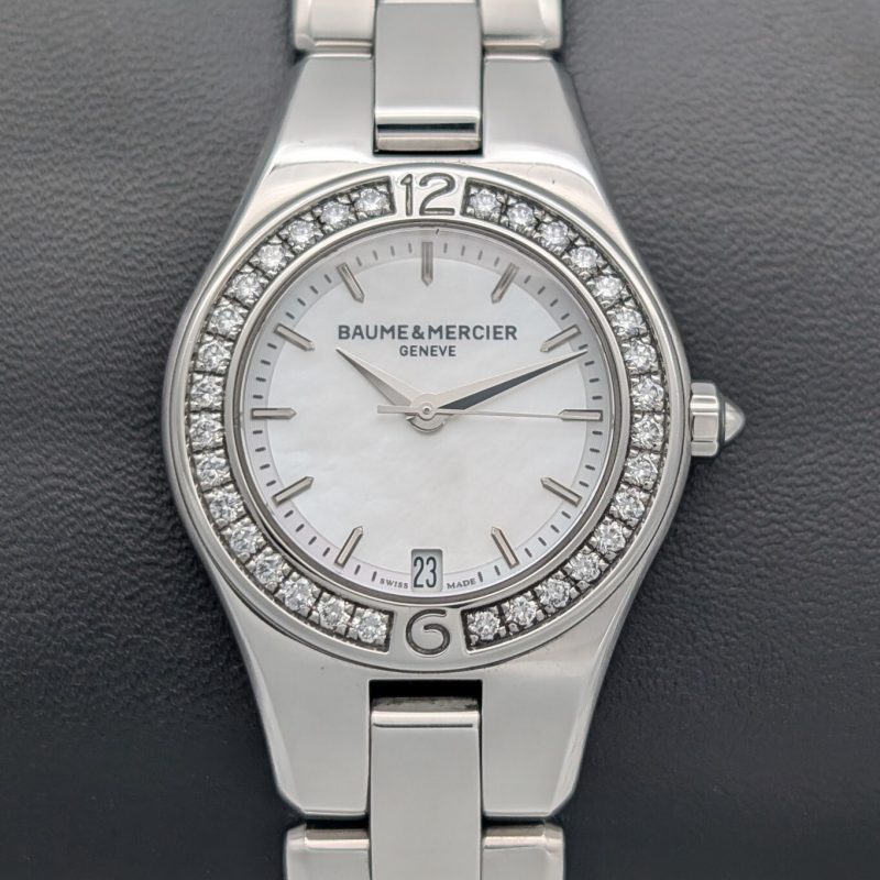 Baume & Mercier Linea 27mm M0A10013 Damenuhr Fullset Perlmutt Uhr Diamanten #89