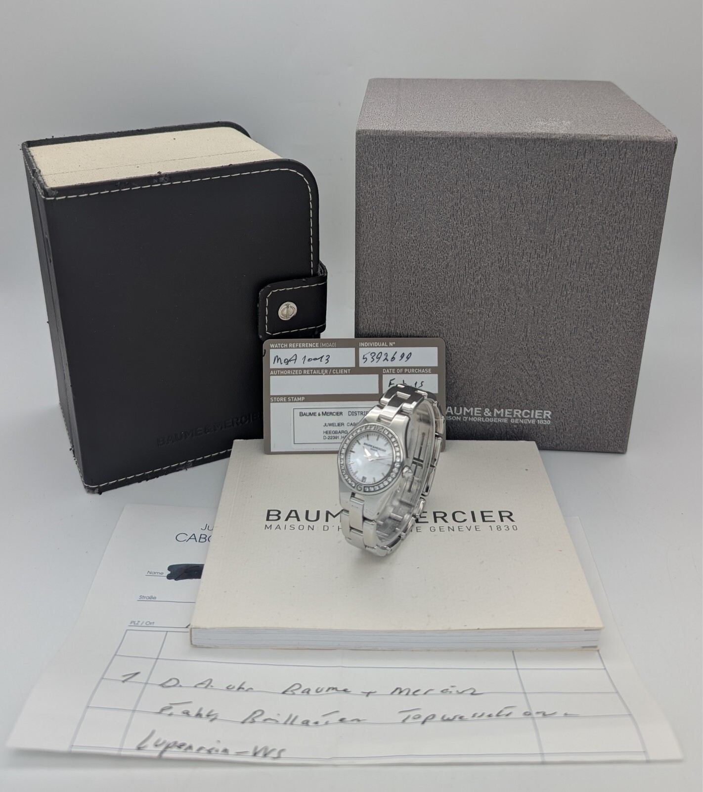 Baume & Mercier Linea 27mm M0A10013 Damenuhr Fullset Perlmutt Uhr Diamanten #89