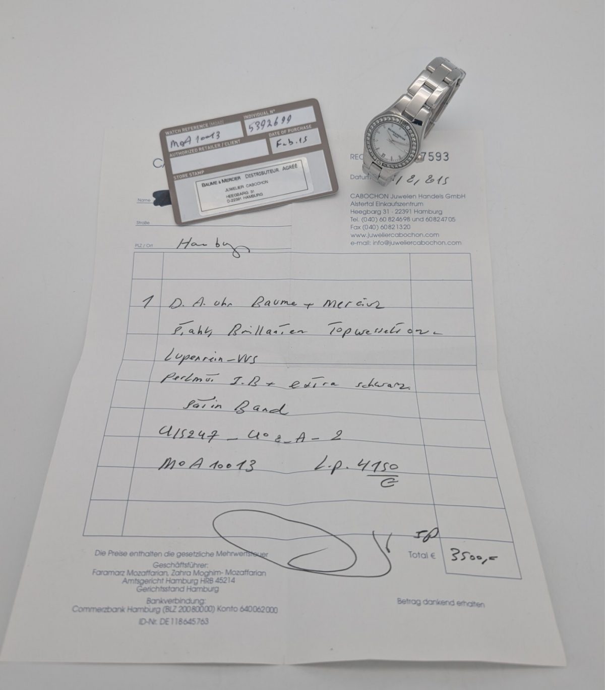 Baume & Mercier Linea 27mm M0A10013 Damenuhr Fullset Perlmutt Uhr Diamanten #89