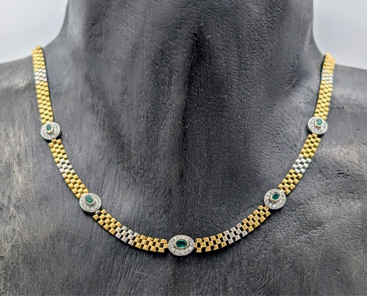 Brillanten Gliederkette 750/18K Halskette Kette Bicolorgold 43cm 34,60Gramm #683