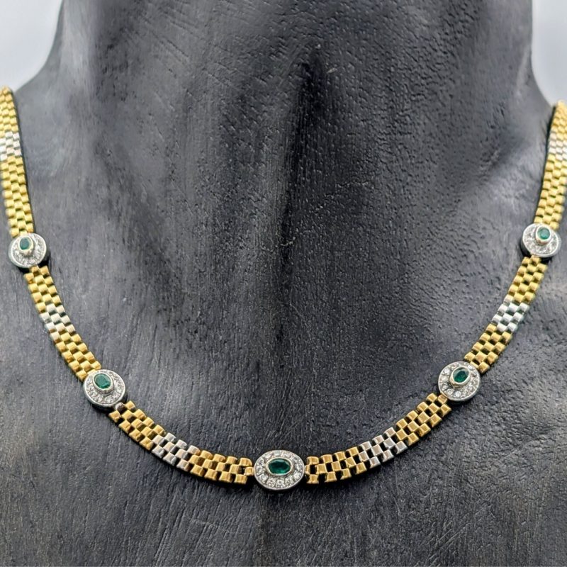 Brillanten Gliederkette 750/18K Halskette Kette Bicolorgold 43cm 34,60Gramm #683