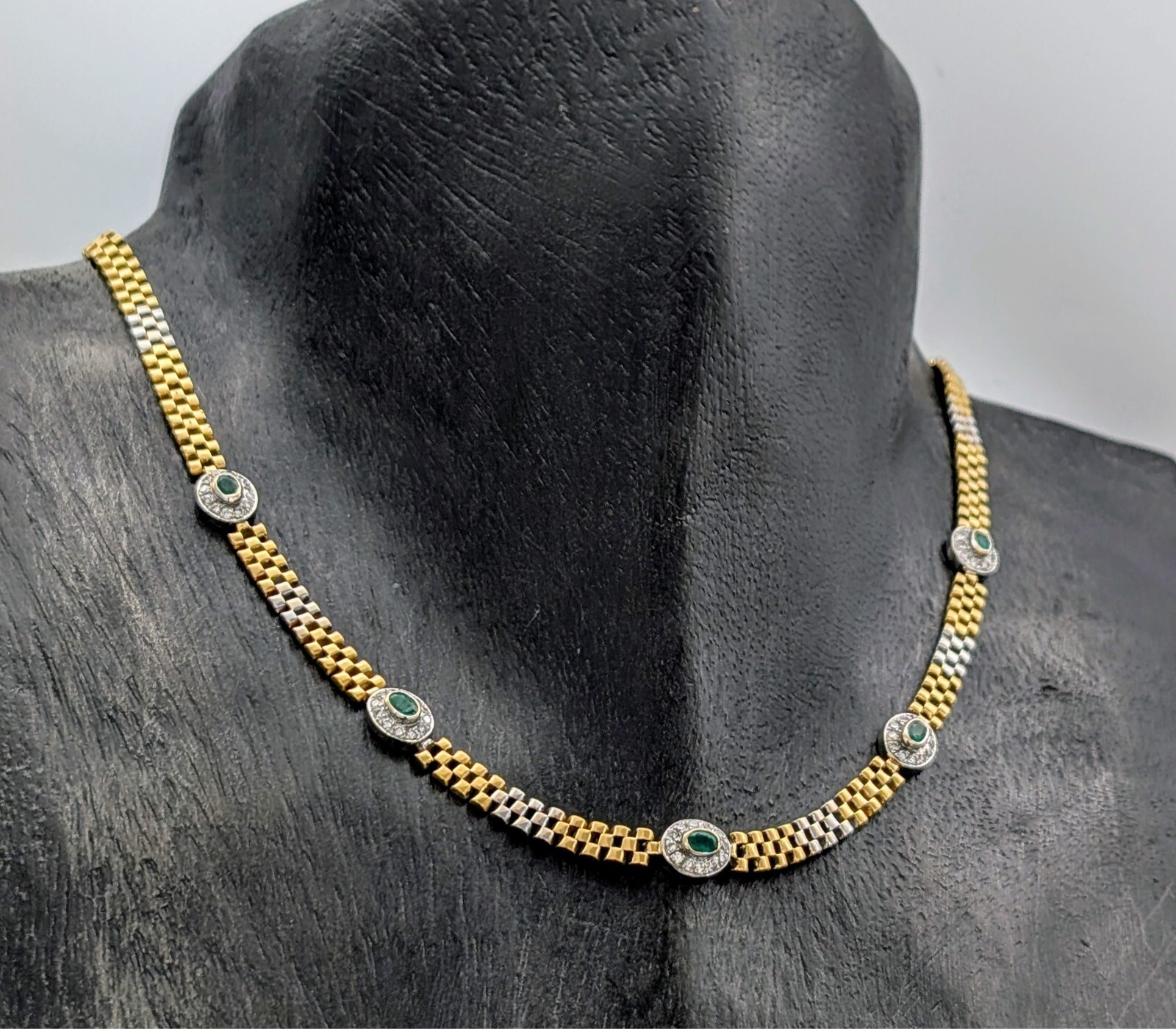 Brillanten Gliederkette 750/18K Halskette Kette Bicolorgold 43cm 34,60Gramm #683