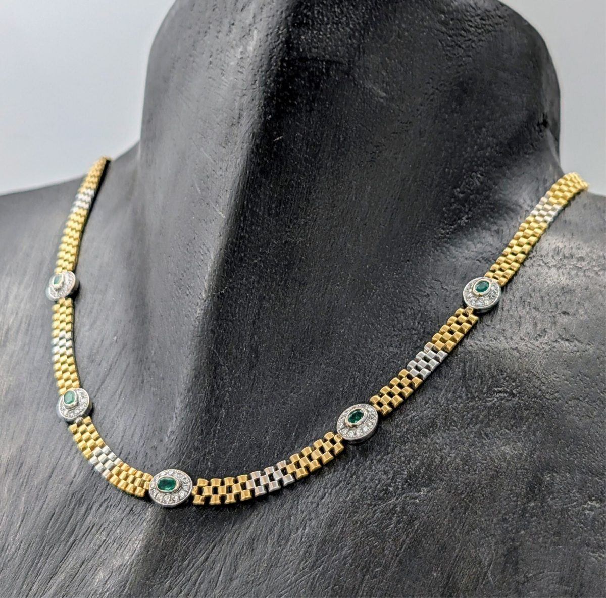 Brillanten Gliederkette 750/18K Halskette Kette Bicolorgold 43cm 34,60Gramm #683