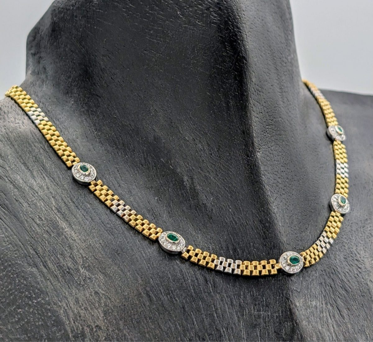 Brillanten Gliederkette 750/18K Halskette Kette Bicolorgold 43cm 34,60Gramm #683