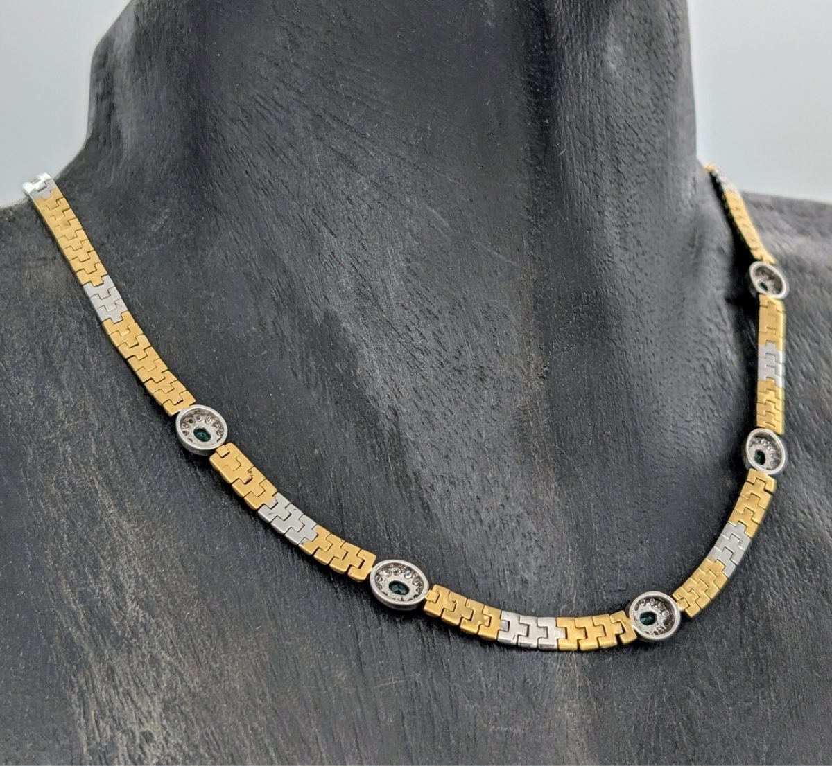 Brillanten Gliederkette 750/18K Halskette Kette Bicolorgold 43cm 34,60Gramm #683