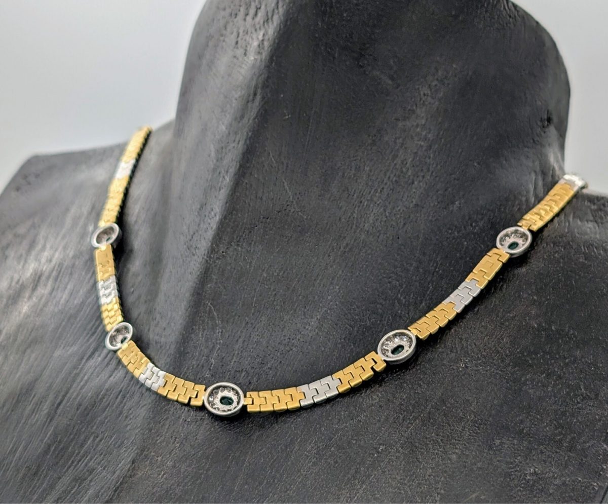 Brillanten Gliederkette 750/18K Halskette Kette Bicolorgold 43cm 34,60Gramm #683