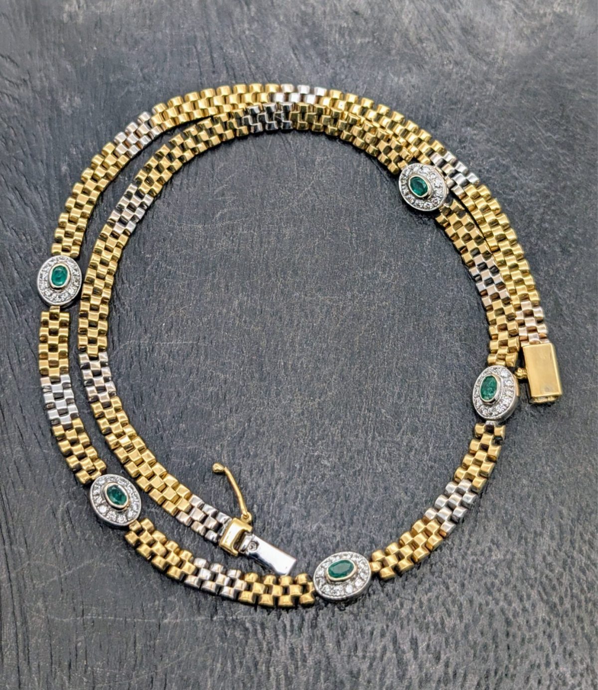 Brillanten Gliederkette 750/18K Halskette Kette Bicolorgold 43cm 34,60Gramm #683