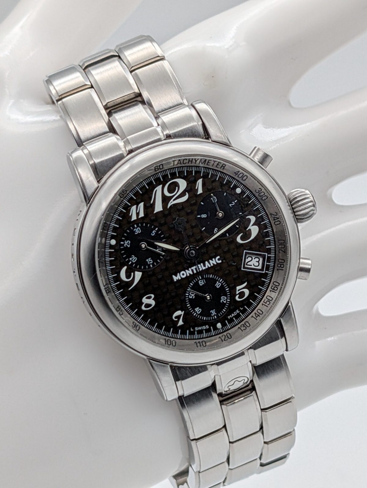 Montblanc Star Meisterstück Chronograph Uhr 7038 Quarz Uhr Stahl Ø36mm #824