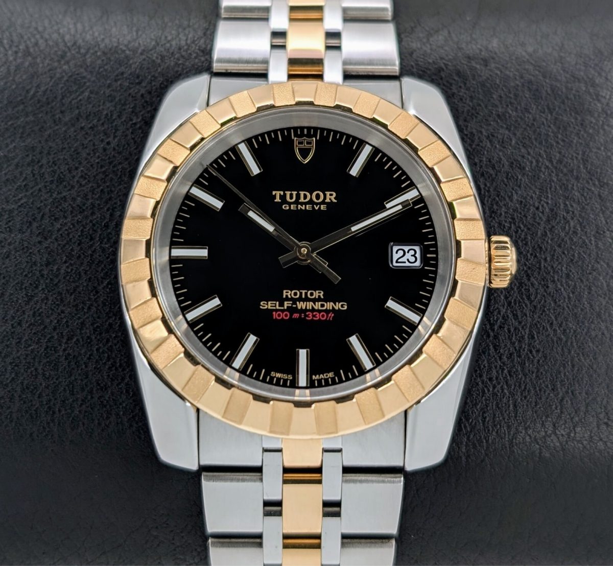 Tudor Classic Ref.21013 Black Dial Automatik Uhr Stahl/Gold 18K Ø38mm #682