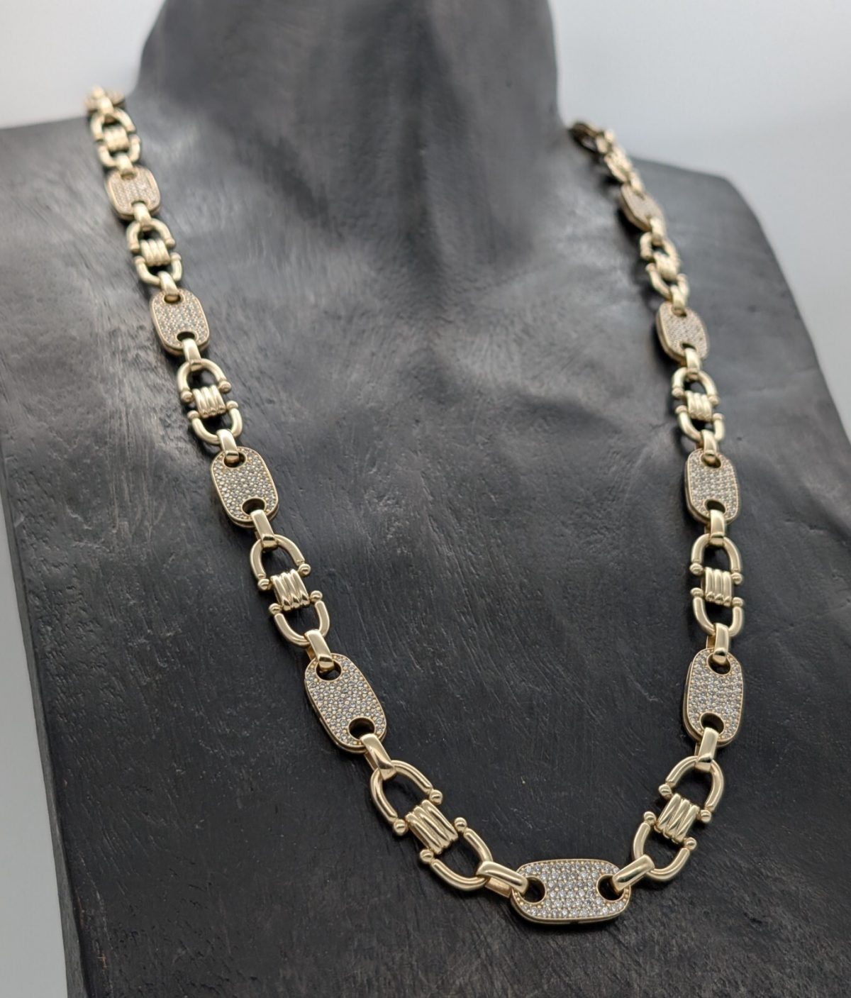 Plattenkette Steigbüggelkette 585/14K Halskette 70cm 86,50Gr. Gelbgold Kette#954