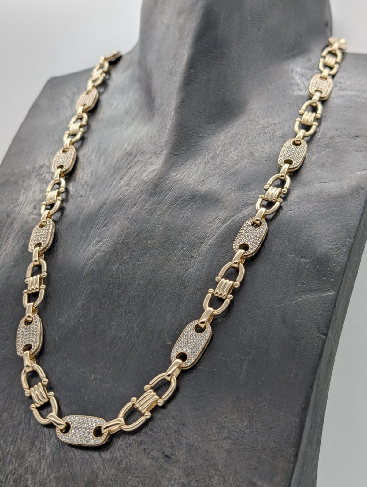 Plattenkette Steigbüggelkette 585/14K Halskette 70cm 86,50Gr. Gelbgold Kette#954