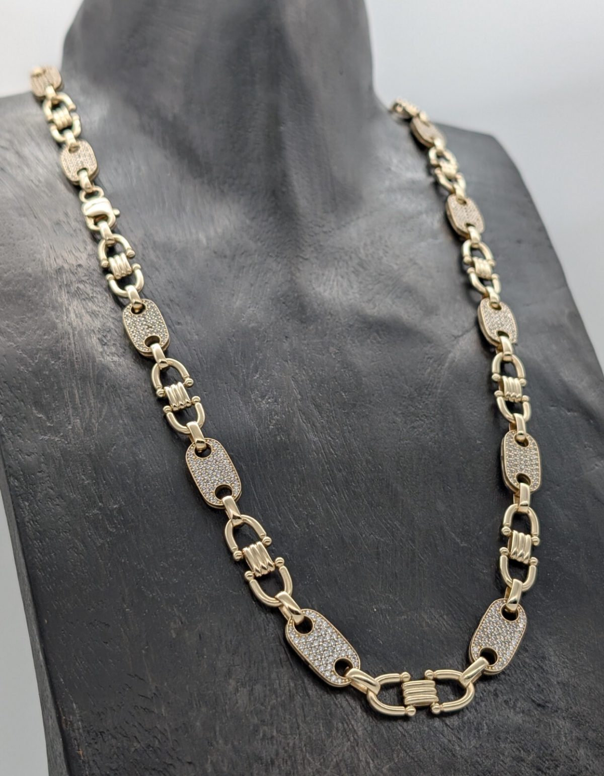 Plattenkette Steigbüggelkette 585/14K Halskette 70cm 86,50Gr. Gelbgold Kette#954