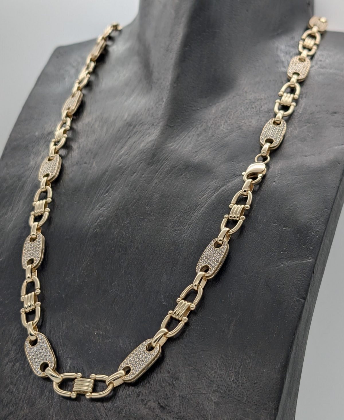 Plattenkette Steigbüggelkette 585/14K Halskette 70cm 86,50Gr. Gelbgold Kette#954