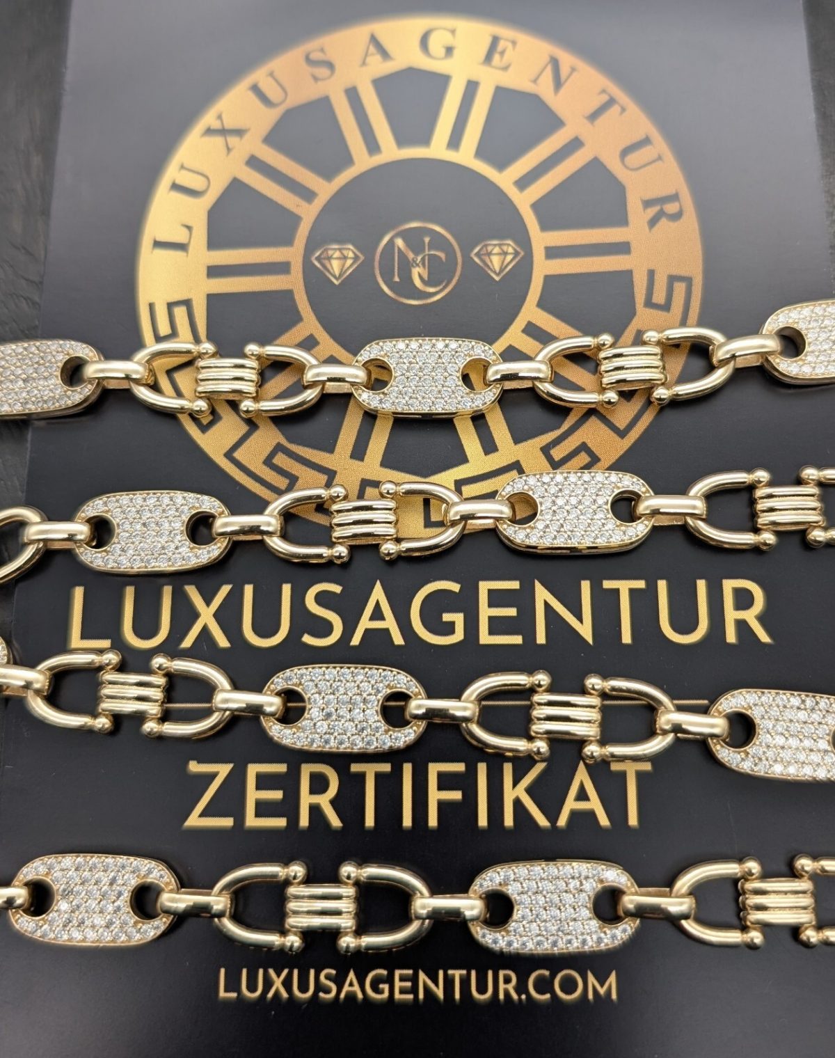 Plattenkette Steigbüggelkette 585/14K Halskette 70cm 86,50Gr. Gelbgold Kette#954