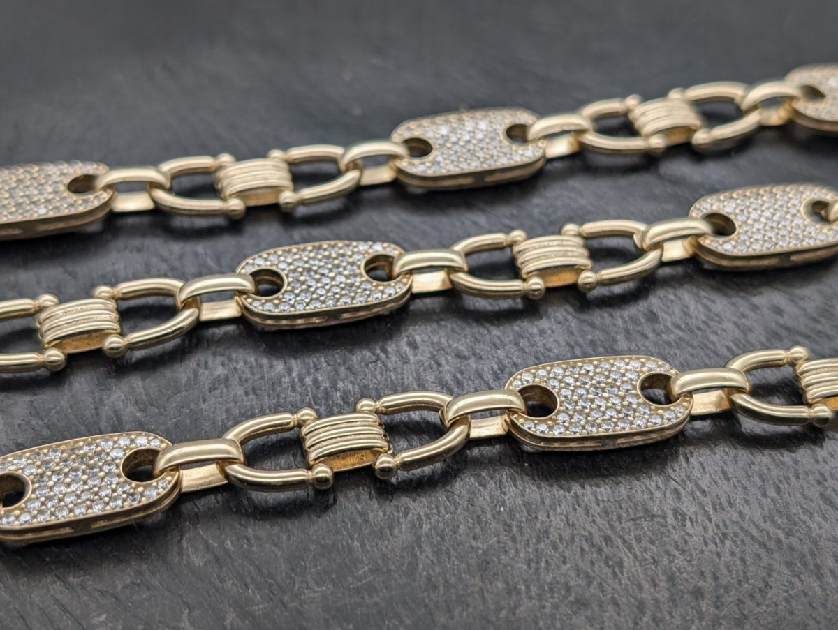 Plattenkette Steigbüggelkette 585/14K Halskette 70cm 86,50Gr. Gelbgold Kette#954