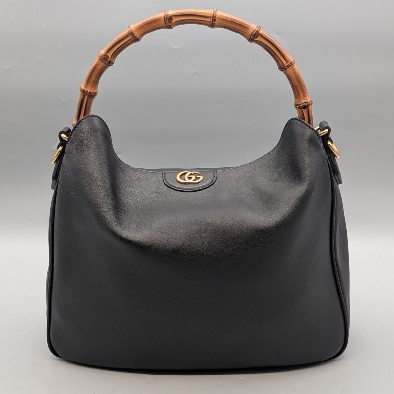 Gucci 746124 Diana Bamboo Schultertasche Schwarz Handtasche Leder Tasche #983