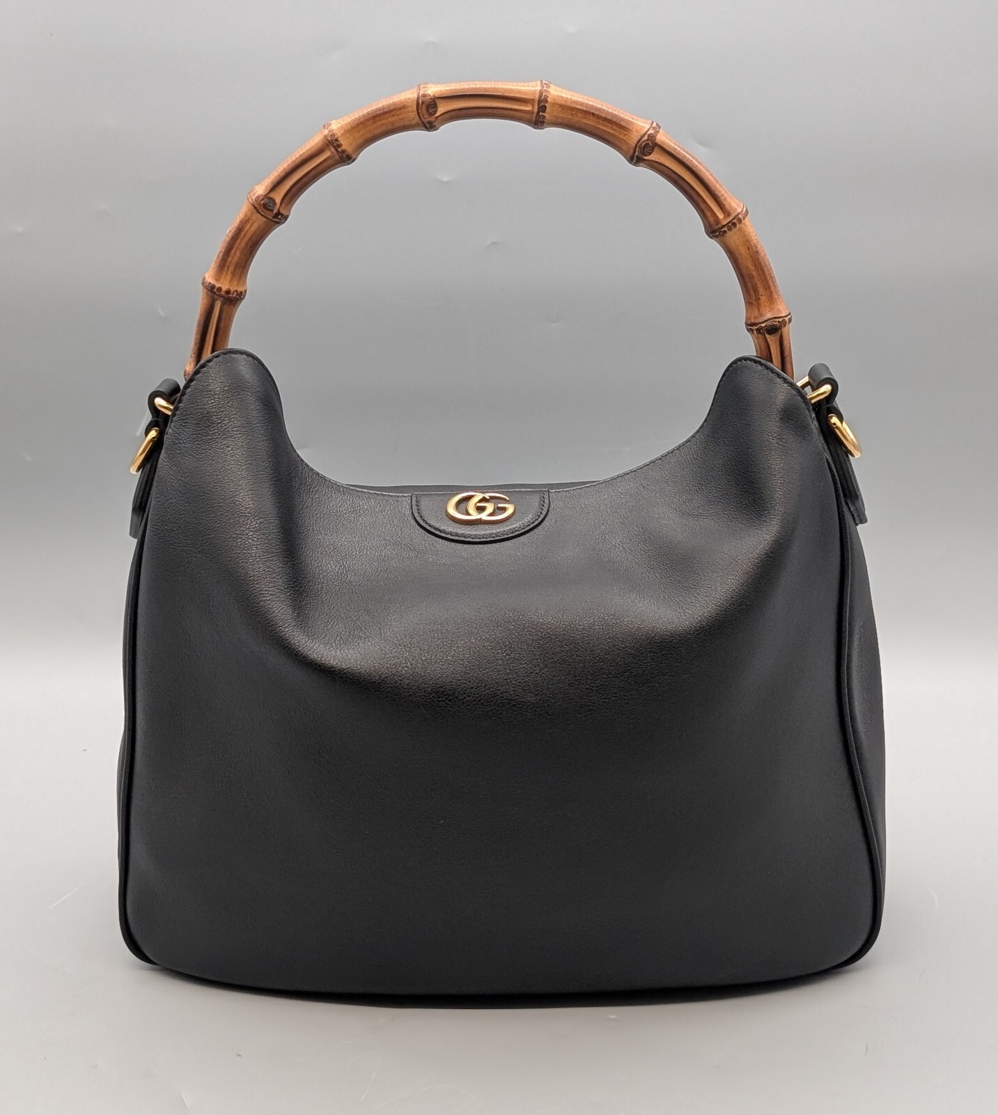 Gucci 746124 Diana Bamboo Schultertasche Schwarz Handtasche Leder Tasche #983