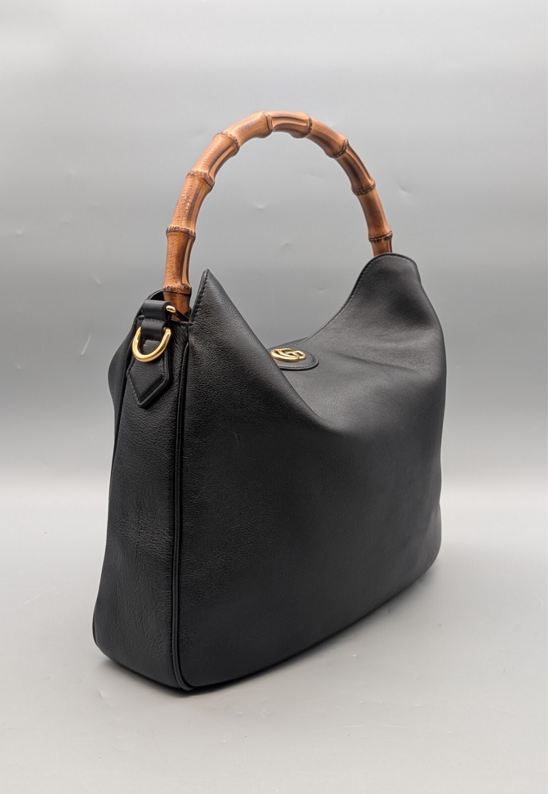 Gucci 746124 Diana Bamboo Schultertasche Schwarz Handtasche Leder Tasche #983