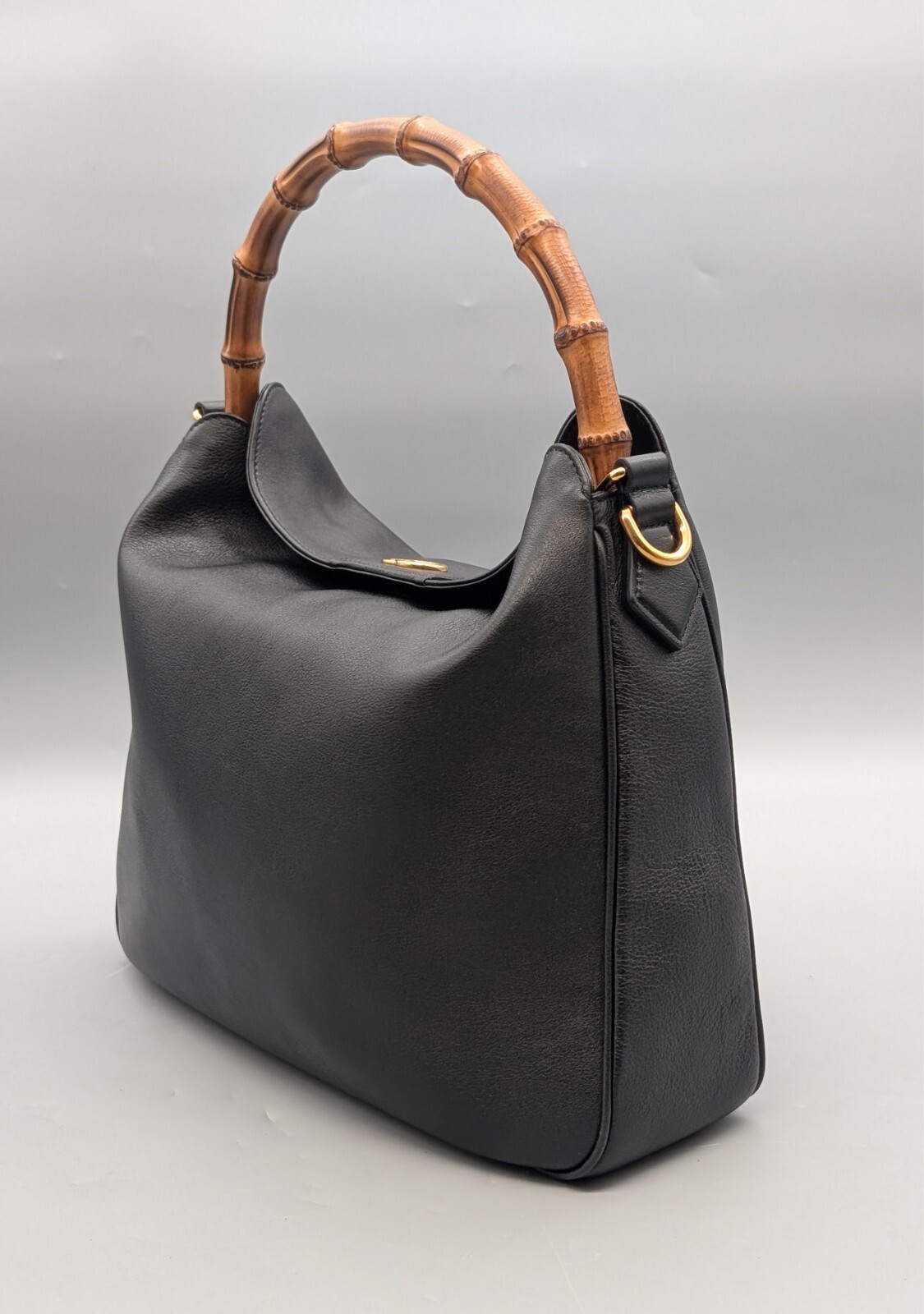 Gucci 746124 Diana Bamboo Schultertasche Schwarz Handtasche Leder Tasche #983