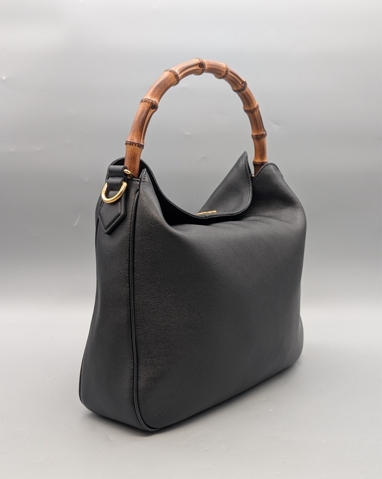 Gucci 746124 Diana Bamboo Schultertasche Schwarz Handtasche Leder Tasche #983