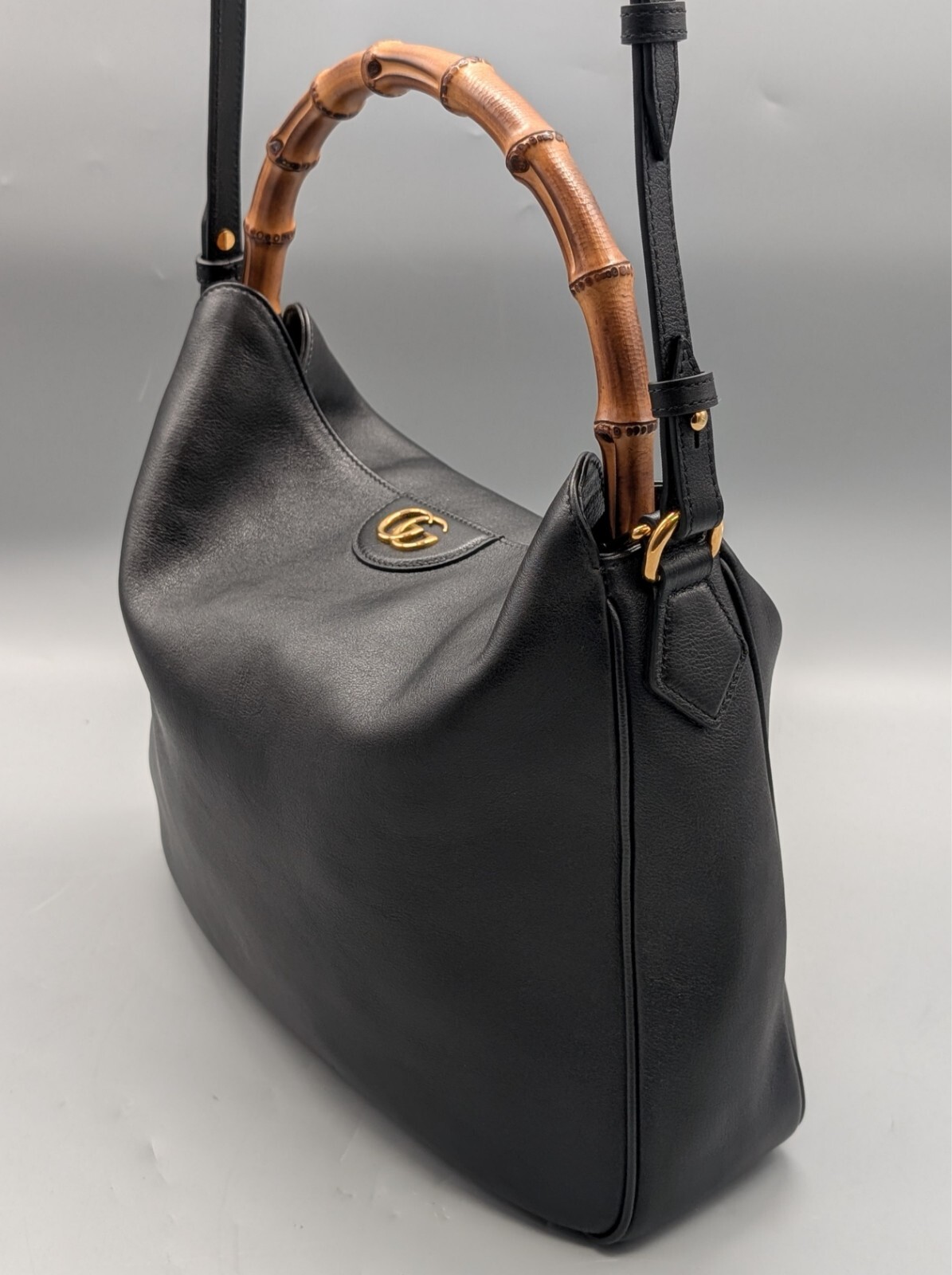 Gucci 746124 Diana Bamboo Schultertasche Schwarz Handtasche Leder Tasche #983