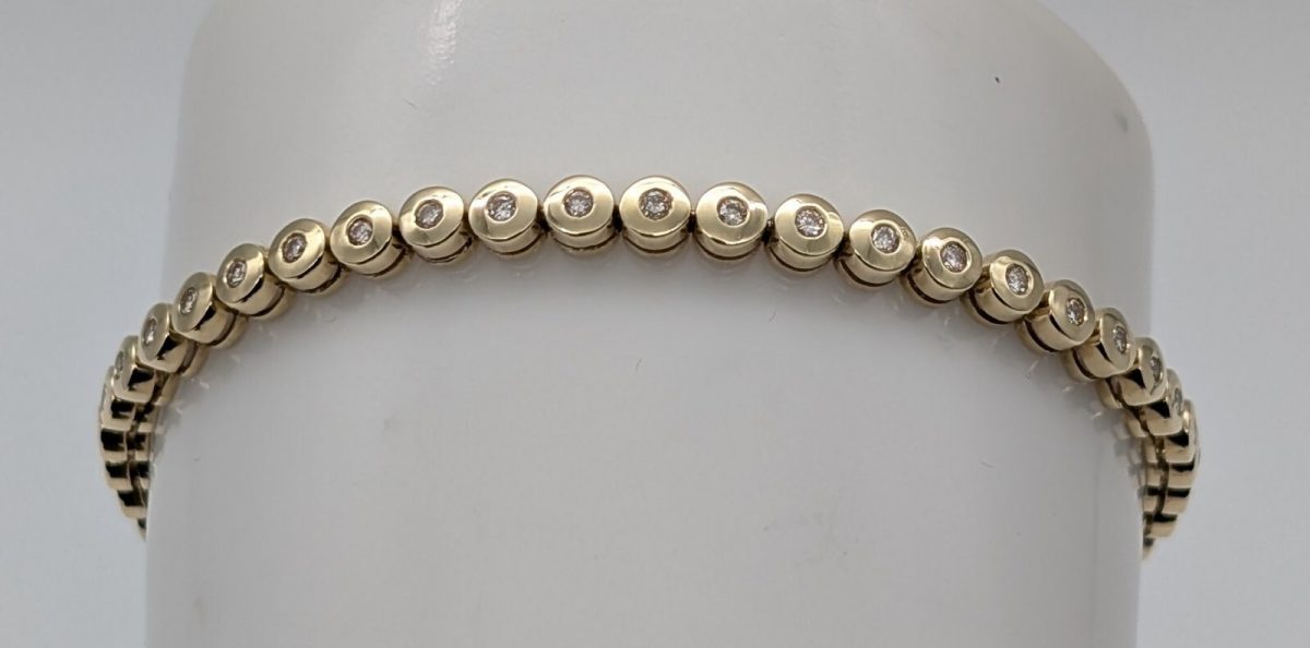 Brillanten Tennisarmband Armband 585/14K Gelbgold 19cm 12,00Gr. #944