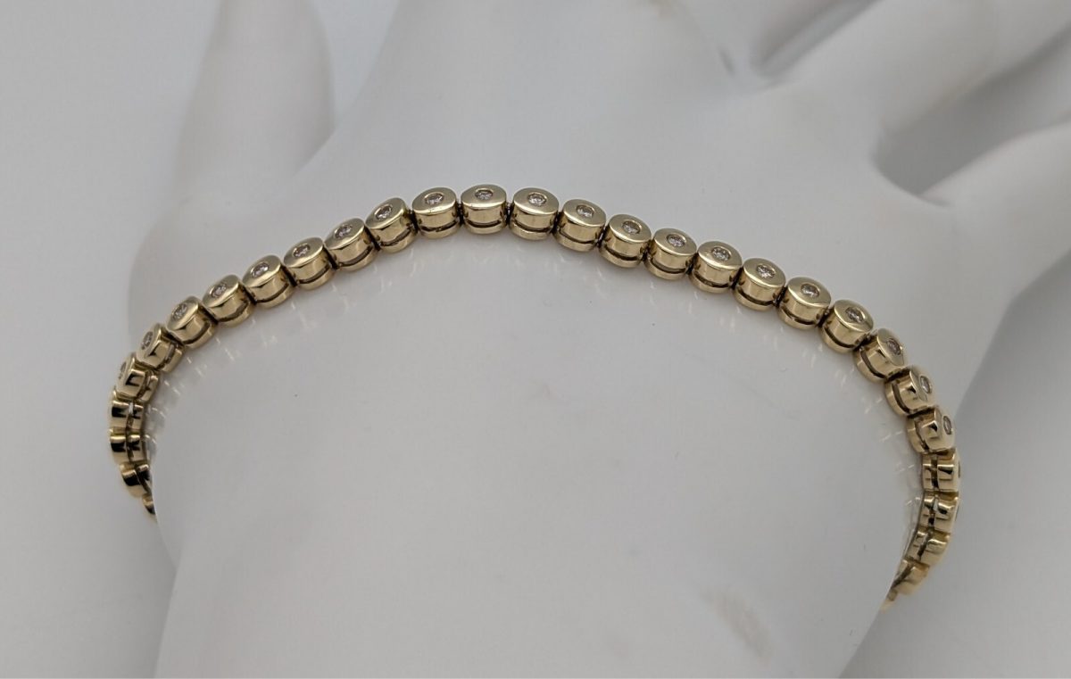 Brillanten Tennisarmband Armband 585/14K Gelbgold 19cm 12,00Gr. #944