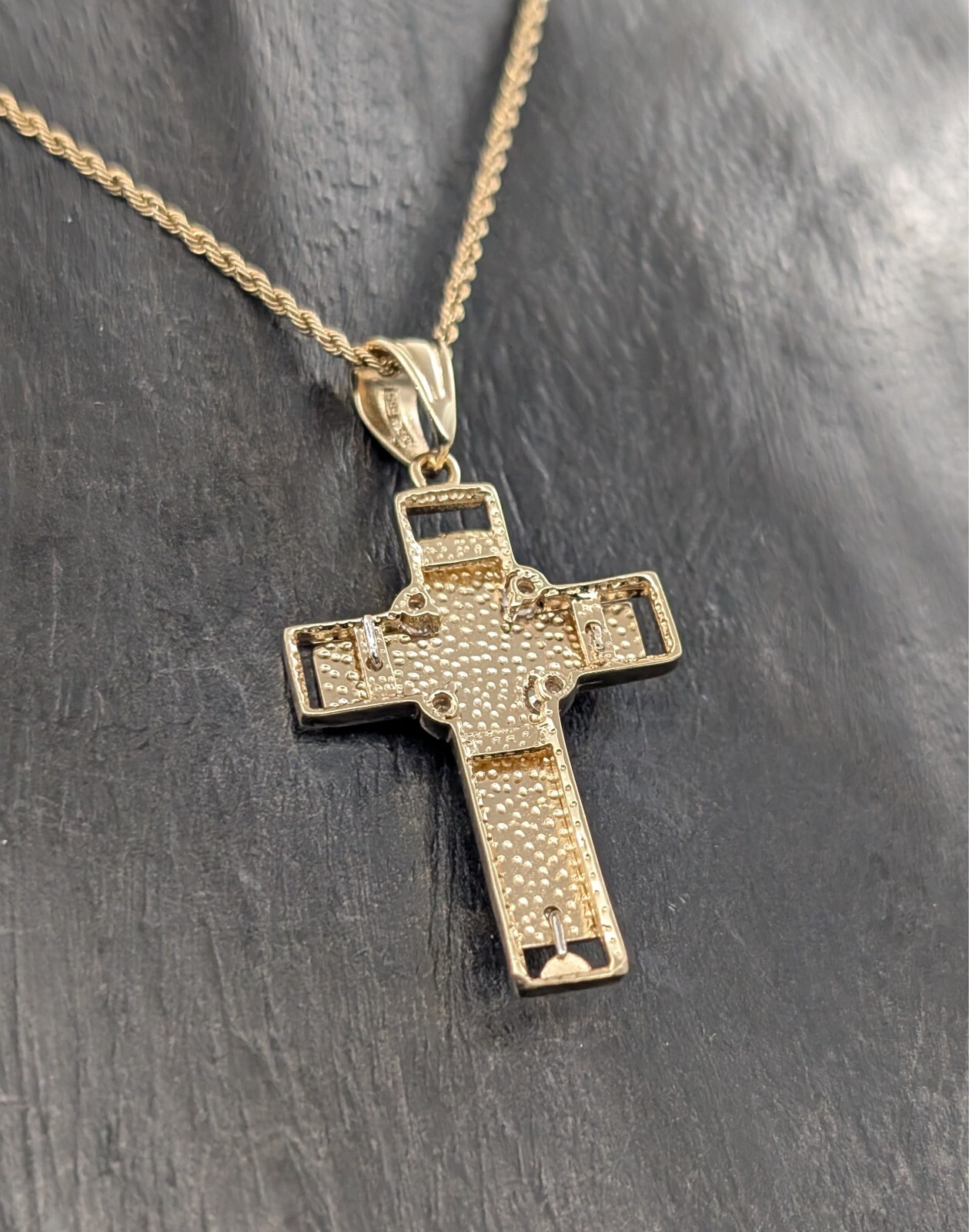 Anhänger Kreuz 585/14K Jesus Unisex 5,30Gr. Gelb-Weißgold für Halsketten #989