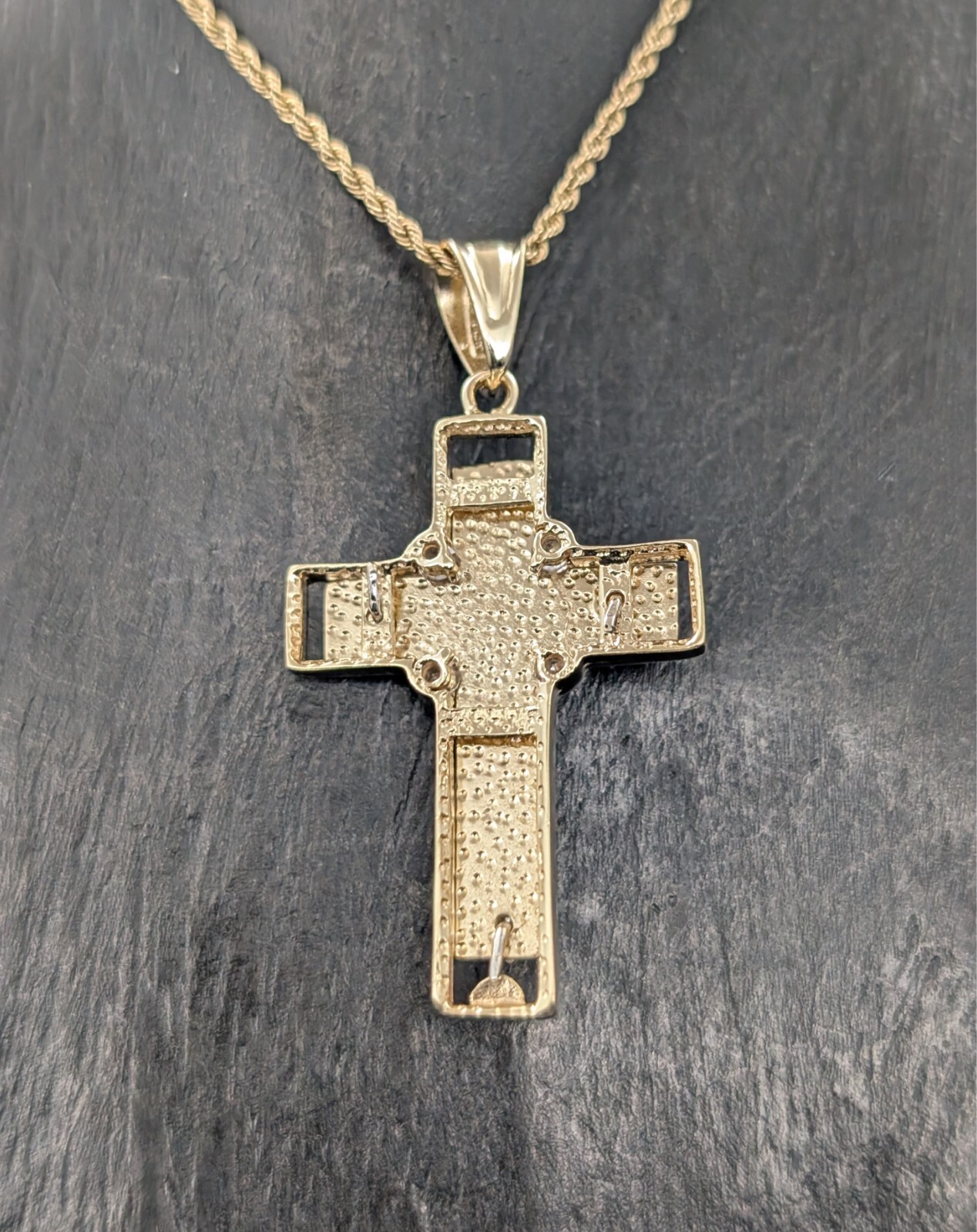 Anhänger Kreuz 585/14K Jesus Unisex 5,30Gr. Gelb-Weißgold für Halsketten #989