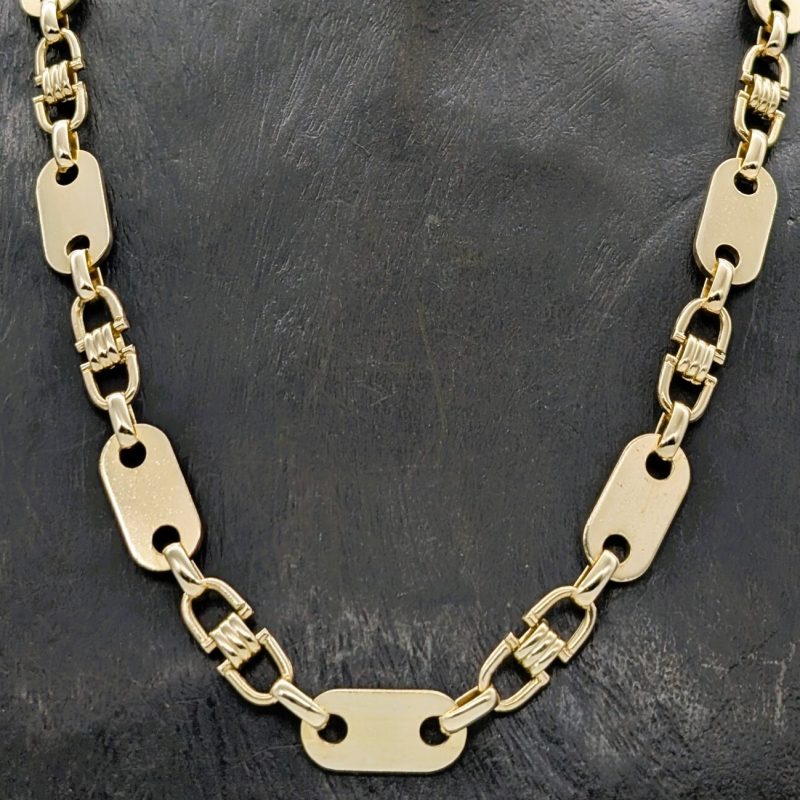 Plattenkette Steigbügelkette 585/14K Halskette 66,50cm 109,50Gr. Gelbgold #1060