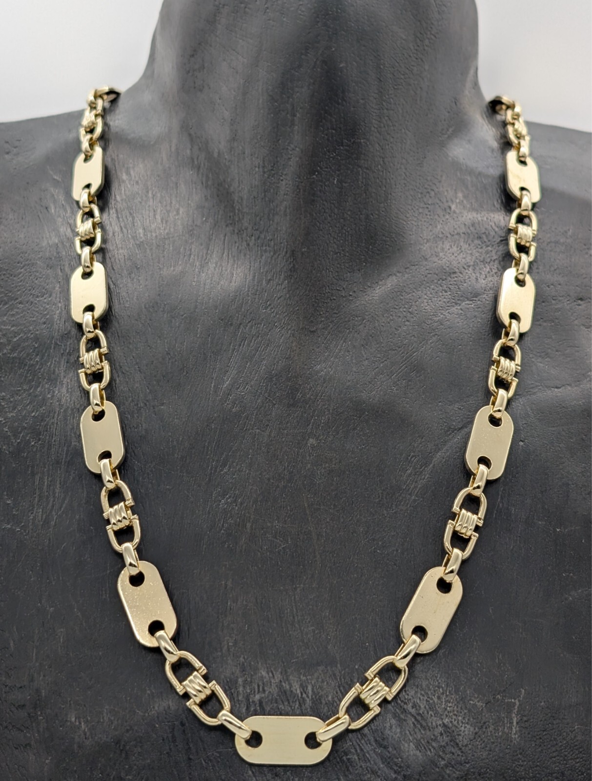 Plattenkette Steigbügelkette 585/14K Halskette 66,50cm 109,50Gr. Gelbgold #1060