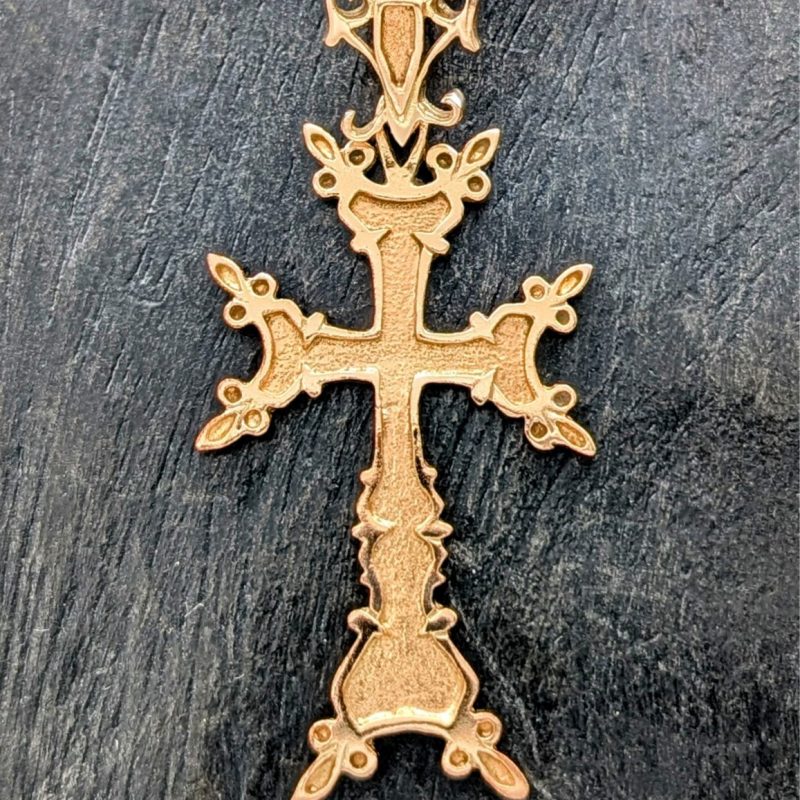 Anhänger Kreuz für Halsketten 585/14K Jesus Unisex 5,60Gramm Rosegold #42