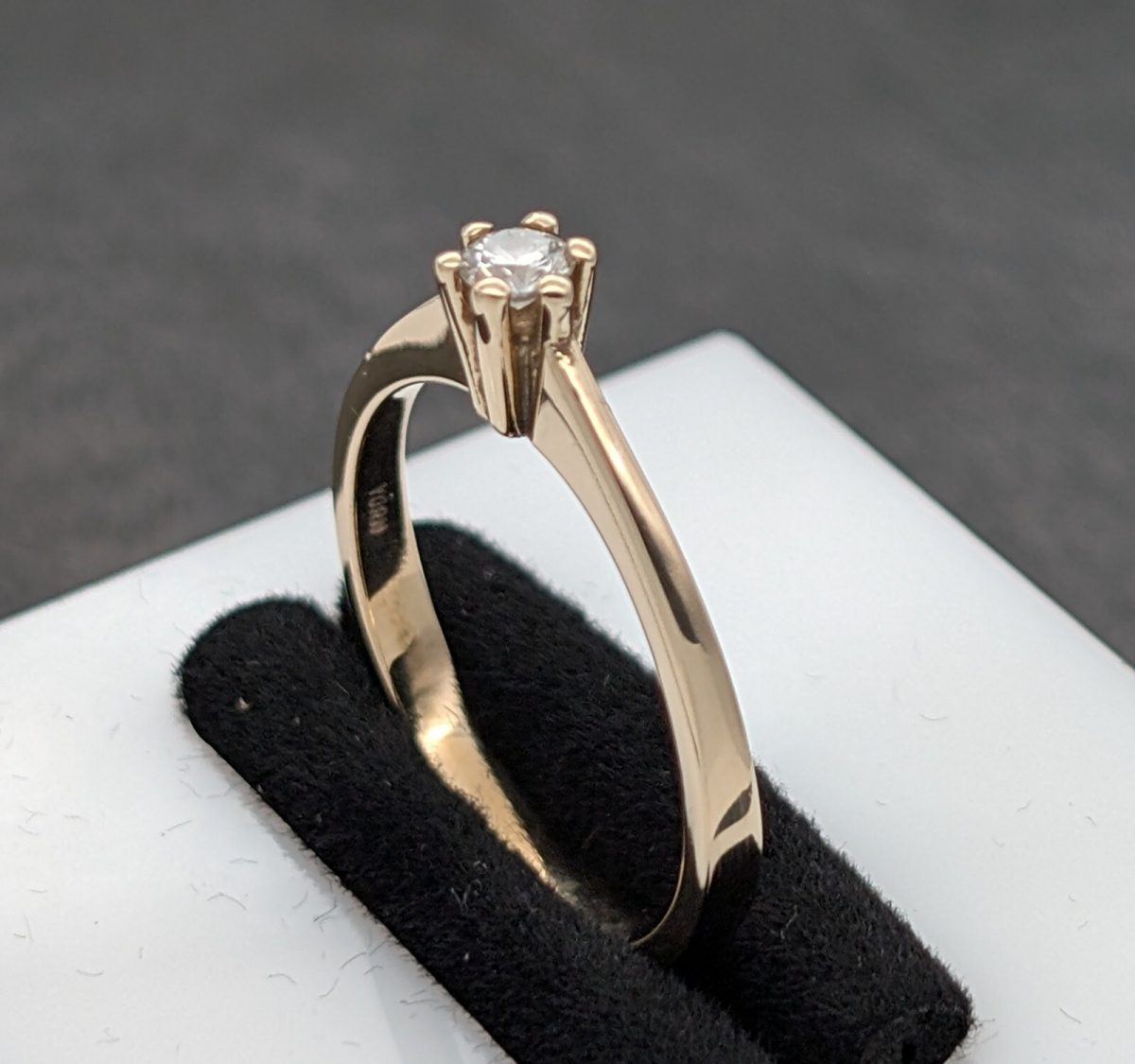 Solitär Damenring 585/14K Brillant 0,15ct 2,80Gramm Gelbgold Ring Gr.56 #1147