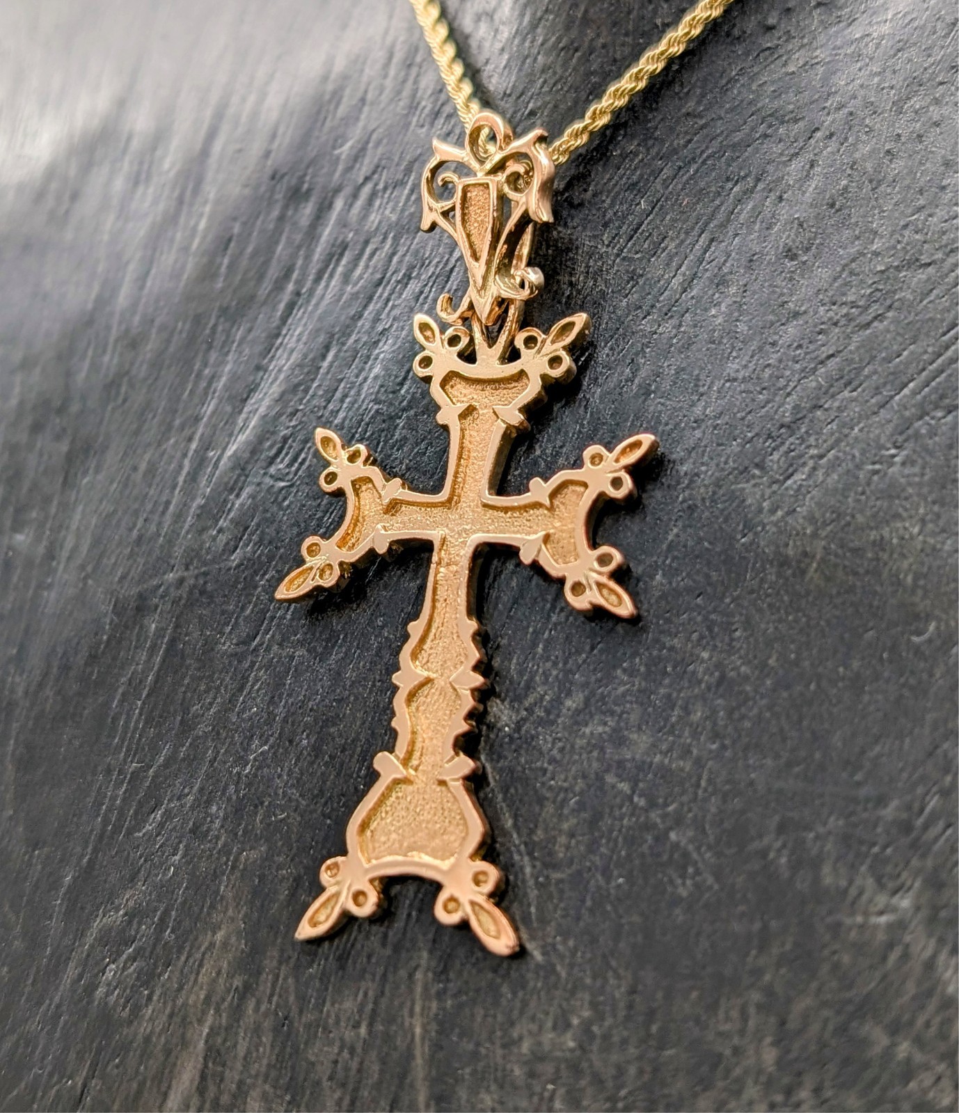 Anhänger Kreuz für Halsketten 585/14K Jesus Unisex 5,60Gramm Rosegold #42