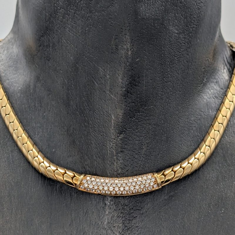 AR Brillanten Collier Halskette 750/18K Gelbgold 42cm Panzerkette 76,30Gr. #1113