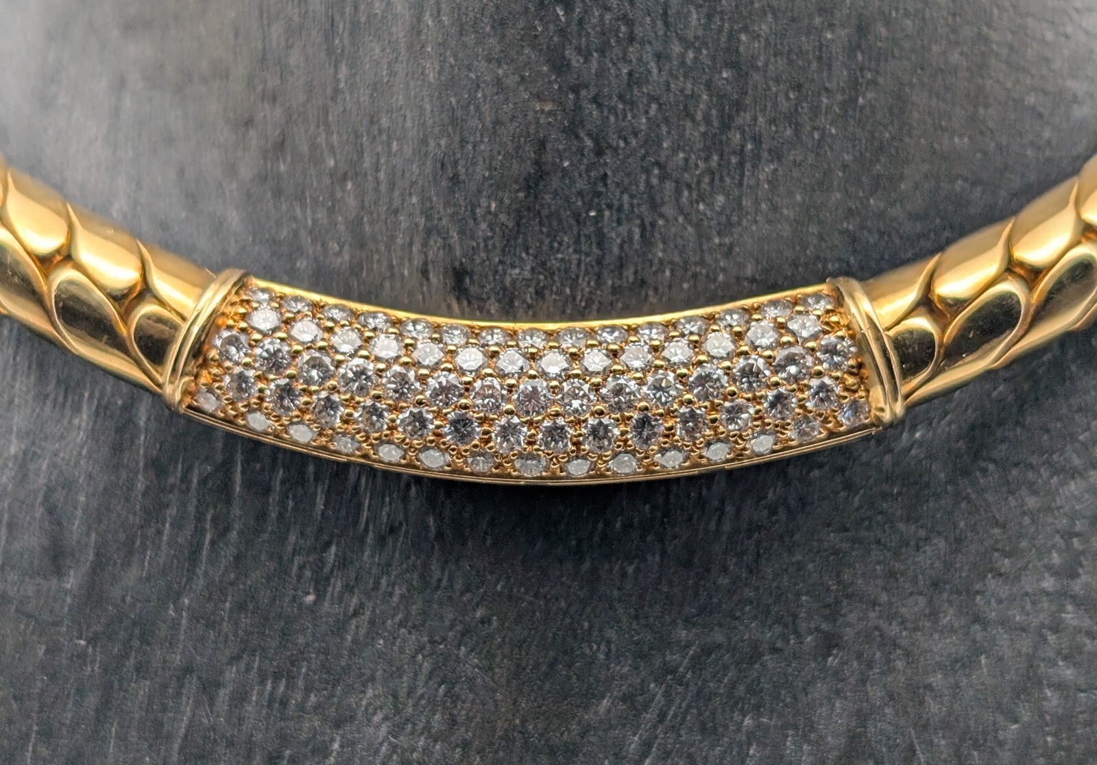 AR Brillanten Collier Halskette 750/18K Gelbgold 42cm Panzerkette 76,30Gr. #1113