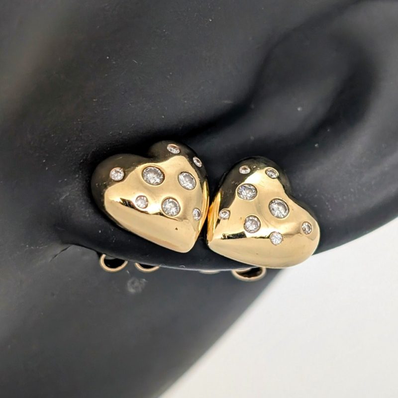 Brillanten Herz Creolen 585/14K Ohrstecker Gelbgold 4,00Gr. Ohrringe 0,34ct#1103