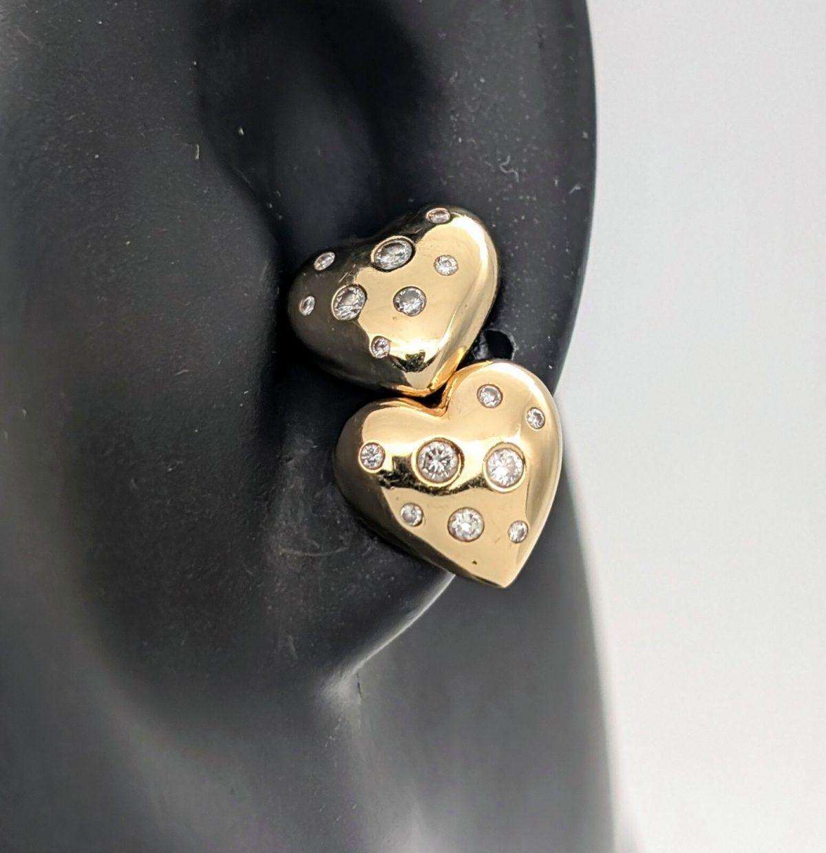 Brillanten Herz Creolen 585/14K Ohrstecker Gelbgold 4,00Gr. Ohrringe 0,34ct#1103