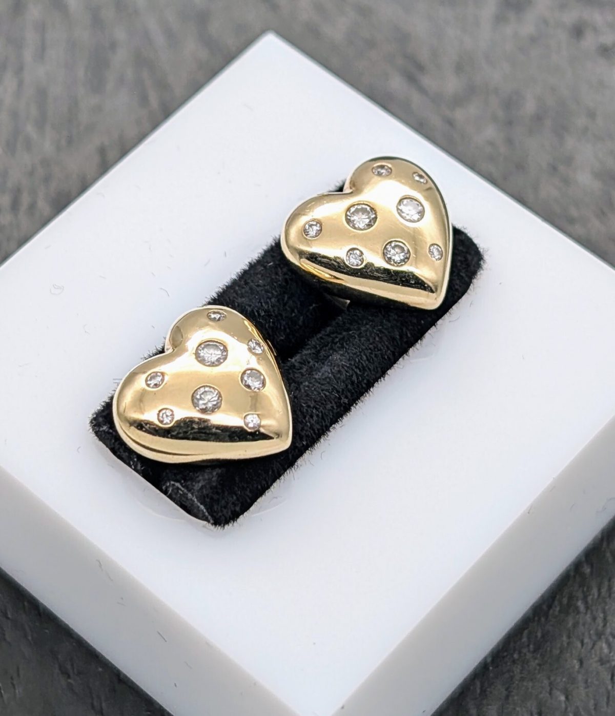 Brillanten Herz Creolen 585/14K Ohrstecker Gelbgold 4,00Gr. Ohrringe 0,34ct#1103