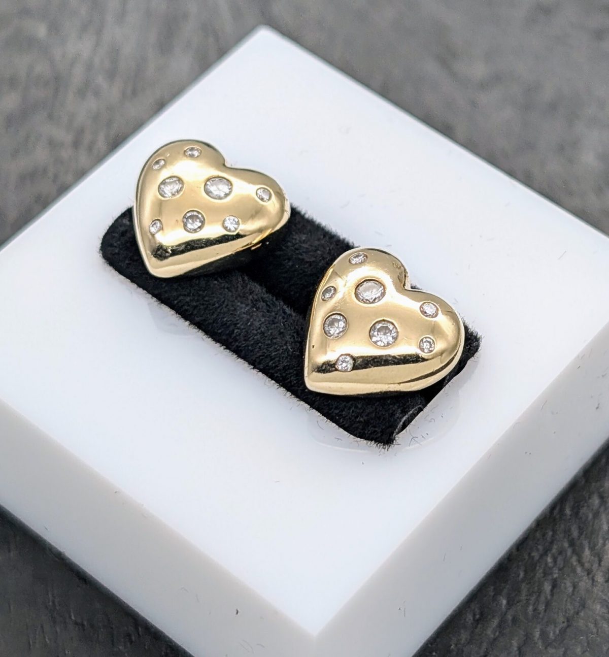 Brillanten Herz Creolen 585/14K Ohrstecker Gelbgold 4,00Gr. Ohrringe 0,34ct#1103