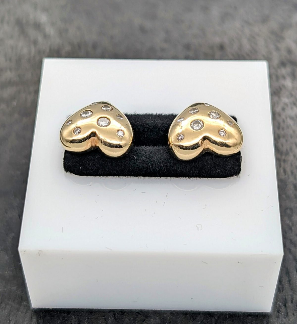 Brillanten Herz Creolen 585/14K Ohrstecker Gelbgold 4,00Gr. Ohrringe 0,34ct#1103