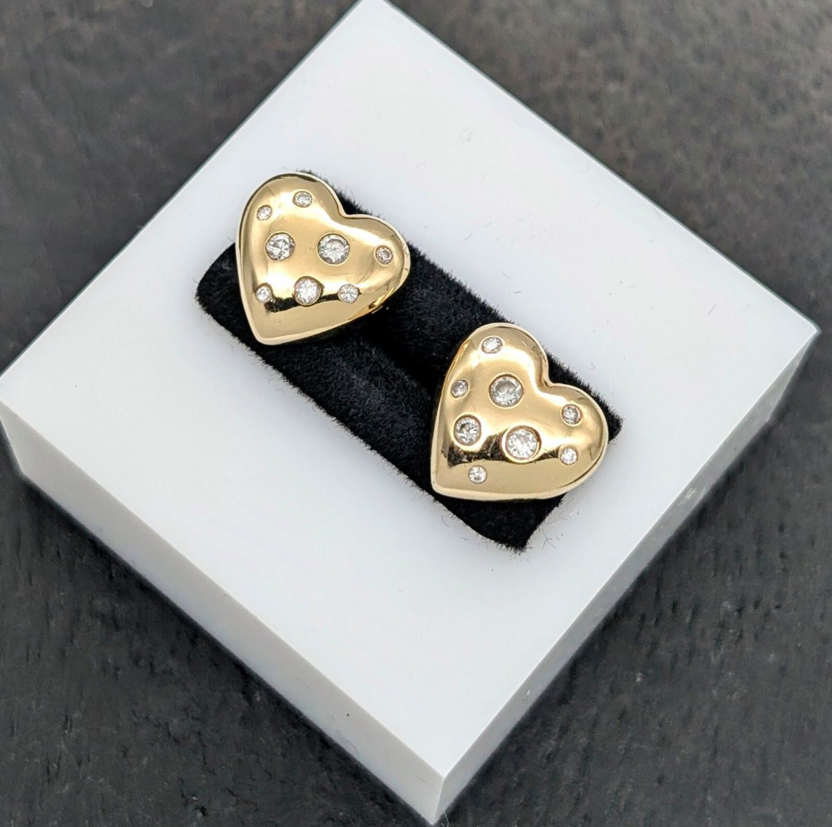 Brillanten Herz Creolen 585/14K Ohrstecker Gelbgold 4,00Gr. Ohrringe 0,34ct#1103