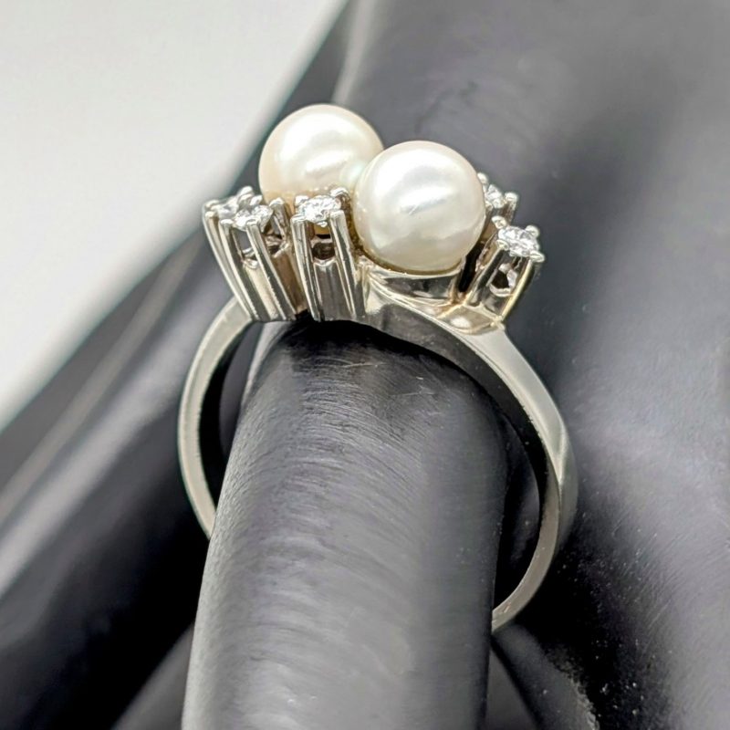 Damen Perlen Solitär Brillant Ring 0,30ct (Gr.59) Weißgold 585/14K 6,20Gr. #1049