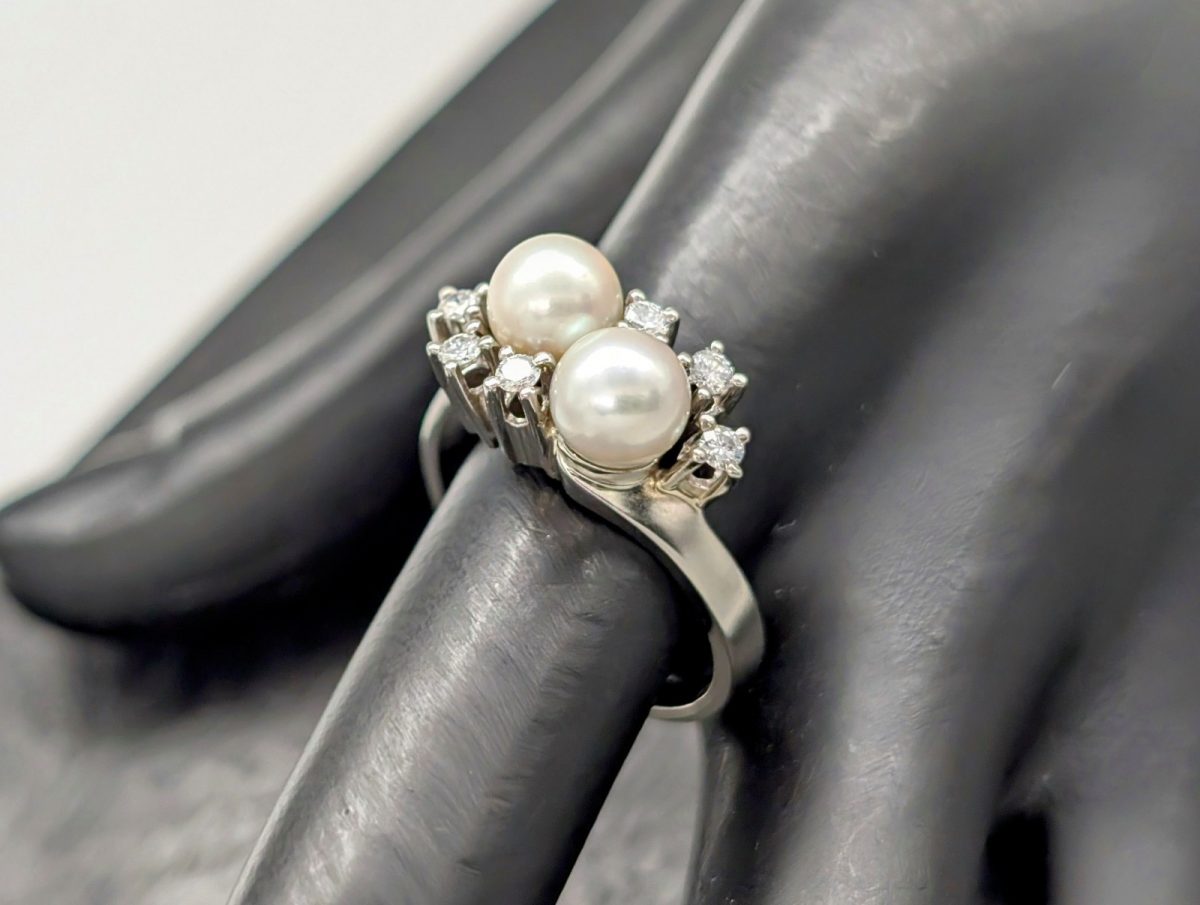 Damen Perlen Solitär Brillant Ring 0,30ct (Gr.59) Weißgold 585/14K 6,20Gr. #1049