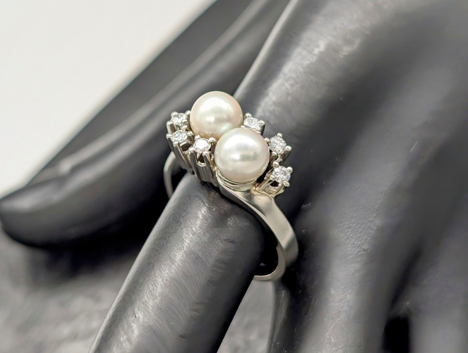 Damen Perlen Solitär Brillant Ring 0,30ct (Gr.59) Weißgold 585/14K 6,20Gr. #1049