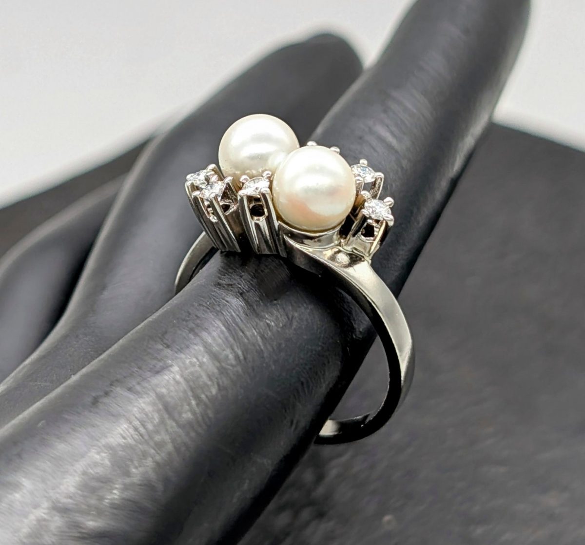 Damen Perlen Solitär Brillant Ring 0,30ct (Gr.59) Weißgold 585/14K 6,20Gr. #1049