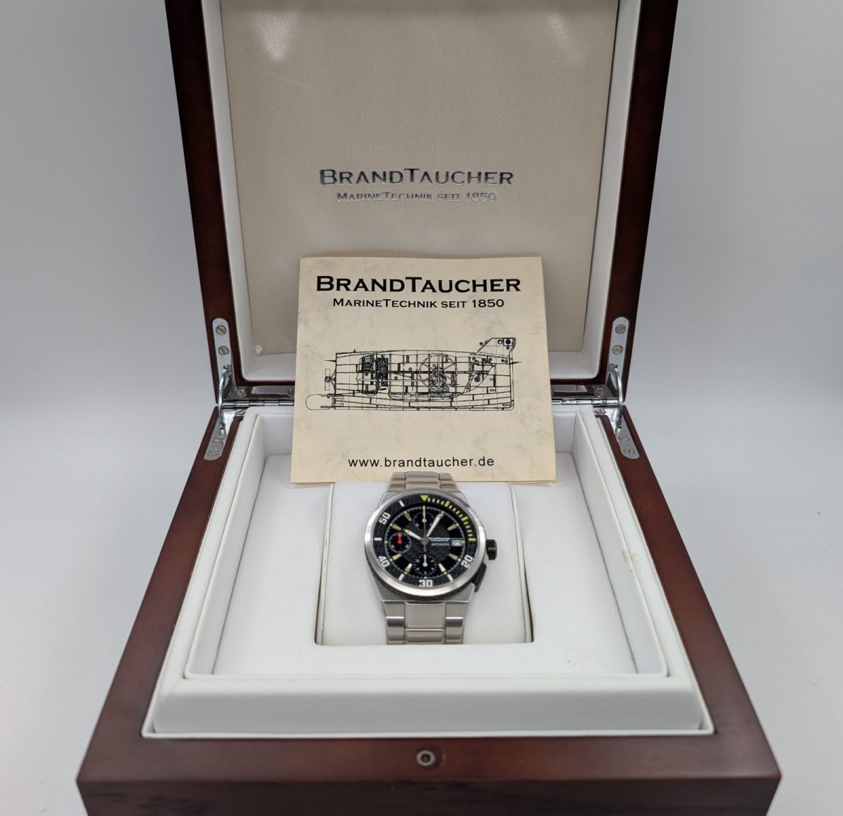 Brandtaucher Admiral Chronograph Ø40mm Carbon Dial Herrenuhr Uhr #1173