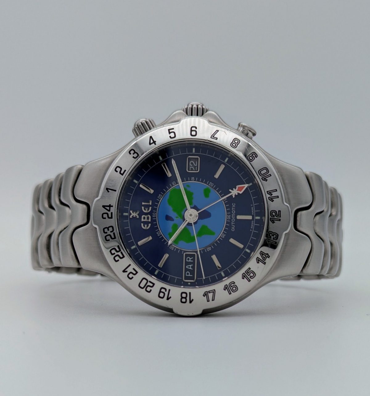 EBEL Sportwave Meridian GMT Automatik World Timer Edelstahl Ø40 mm Uhr #32