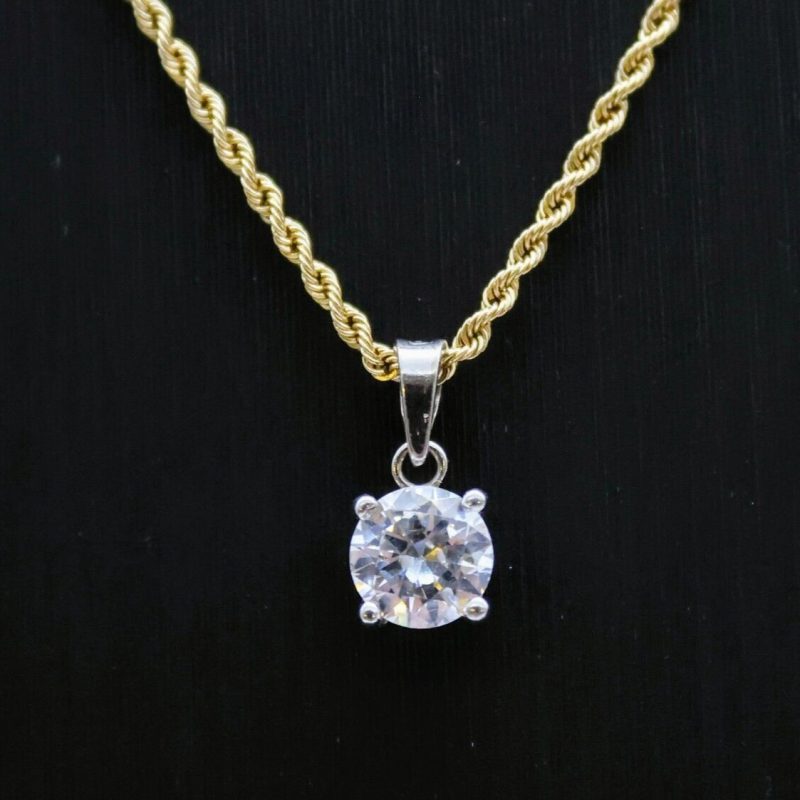Zirkon Anhänger 585/14K 0,90Gramm Weißgold Edelstein #92