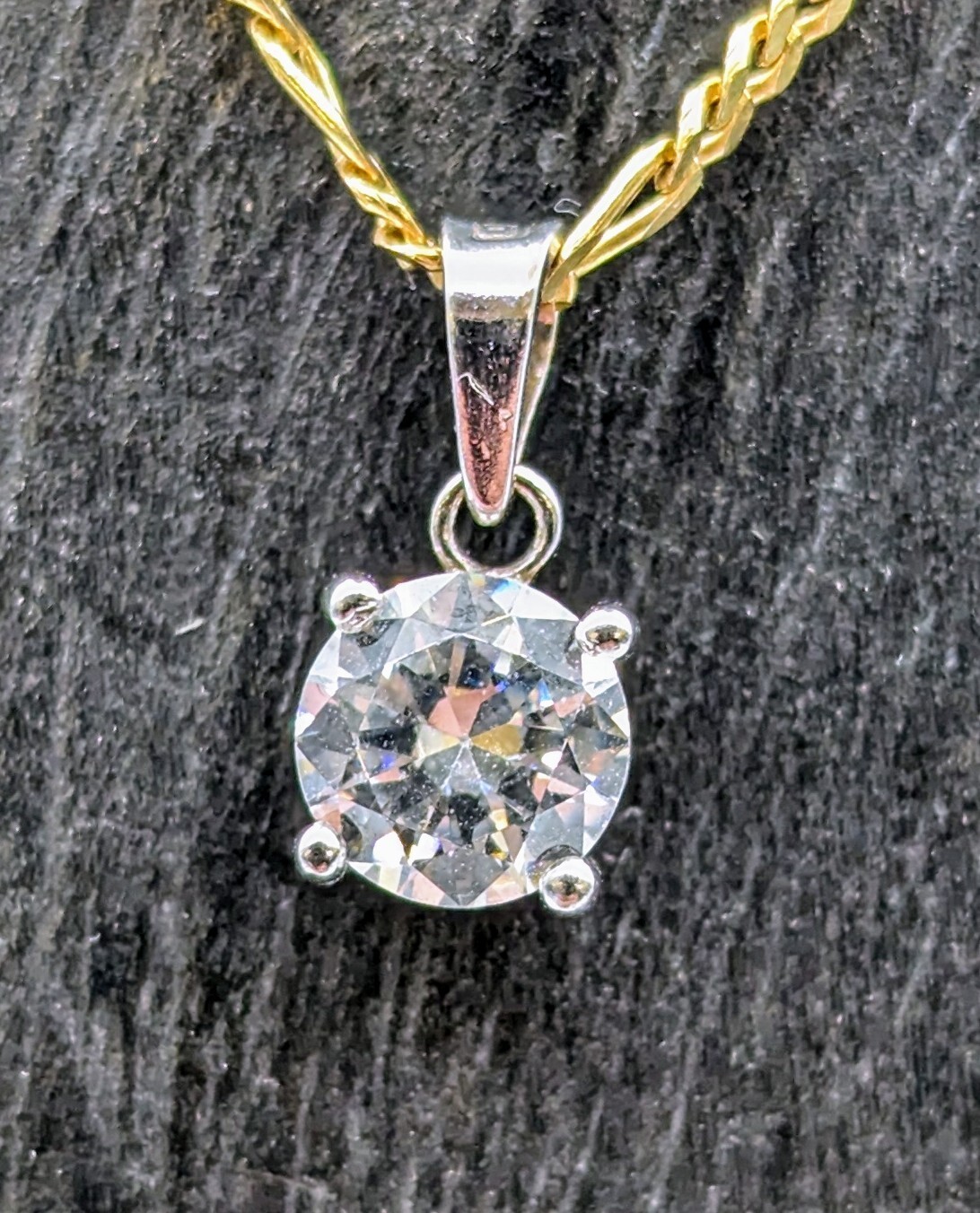 Zirkon Anhänger 585/14K 0,90Gramm Weißgold Edelstein #92